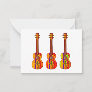 colorful ukulele orange-red Flat Note Card