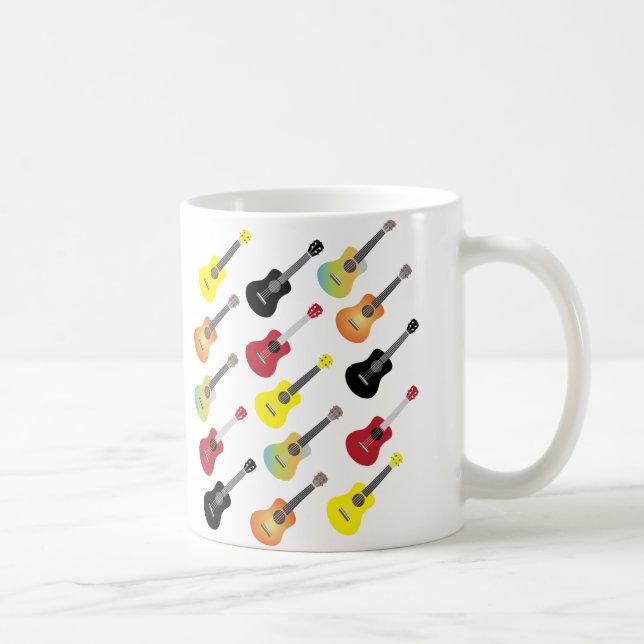Colorful Ukulele Patterns Music Coffee Mug (Right)