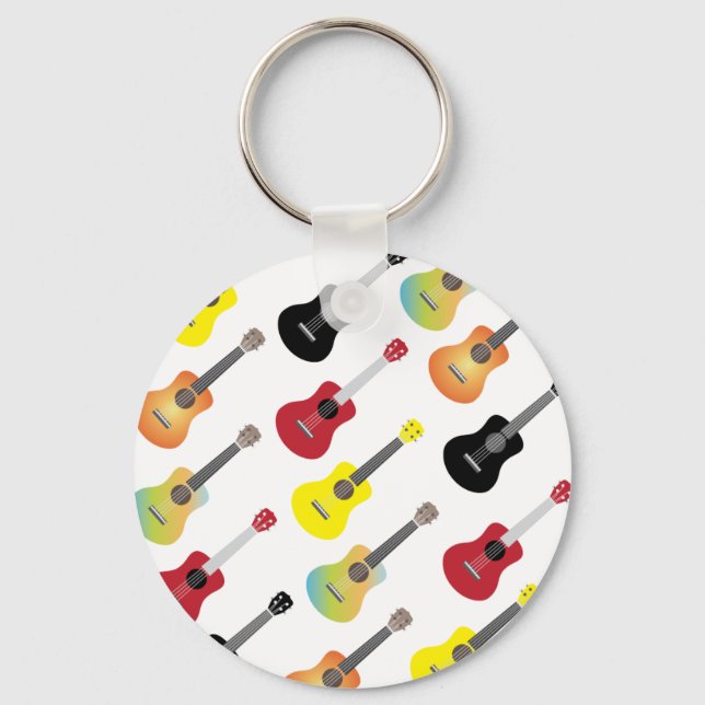 Colorful Ukulele Patterns Music Keychain (Front)