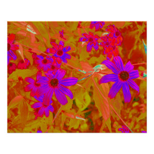 Colorful Ultra-Violet, Magenta and Red Wildflowers Poster