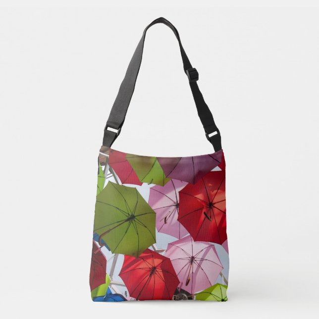 Colorful umbrella background crossbody bag (Front)