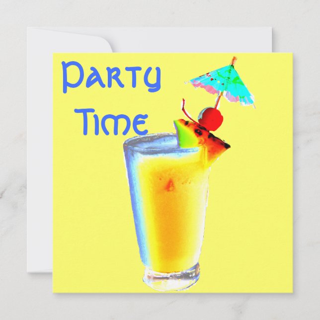 Colorful Umbrella Drink Cocktail Party Invitation (Front)