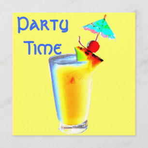 Colorful Umbrella Drink Cocktail Party Invitation