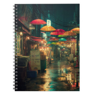 Colorful Umbrella Market Street Notebook