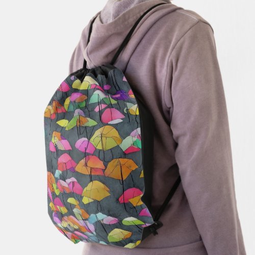 Colorful Umbrella Pattern Drawstring Bag
