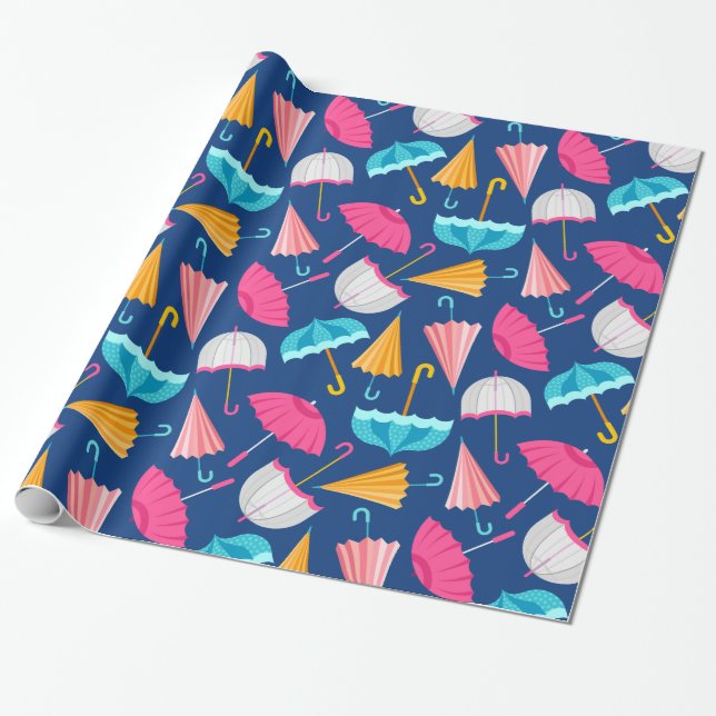 Colorful Umbrella Pattern Wrapping Paper (Unrolled)
