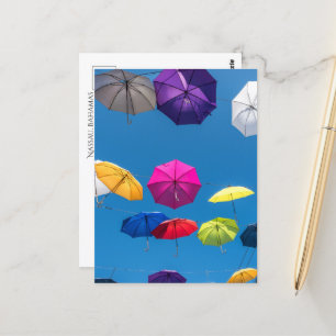 Colorful Umbrella Street Ceiling Postcard