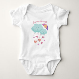 Colorful Umbrella with Cute Clouds Baby Bodysuit