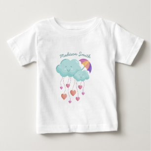 Colorful Umbrella with Cute Clouds Baby T-Shirt