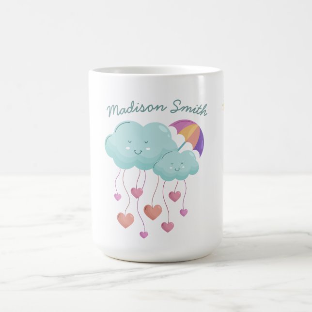 Colorful Umbrella with Cute Clouds Coffee Mug (Center)