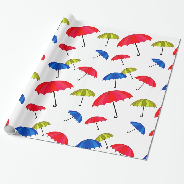 Colorful Umbrella Wrapping Paper (Unrolled)