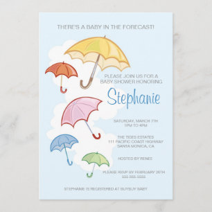 Colorful Umbrellas Baby Shower Invitation