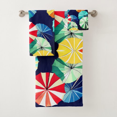 Colorful Umbrellas  Bath Towel Set