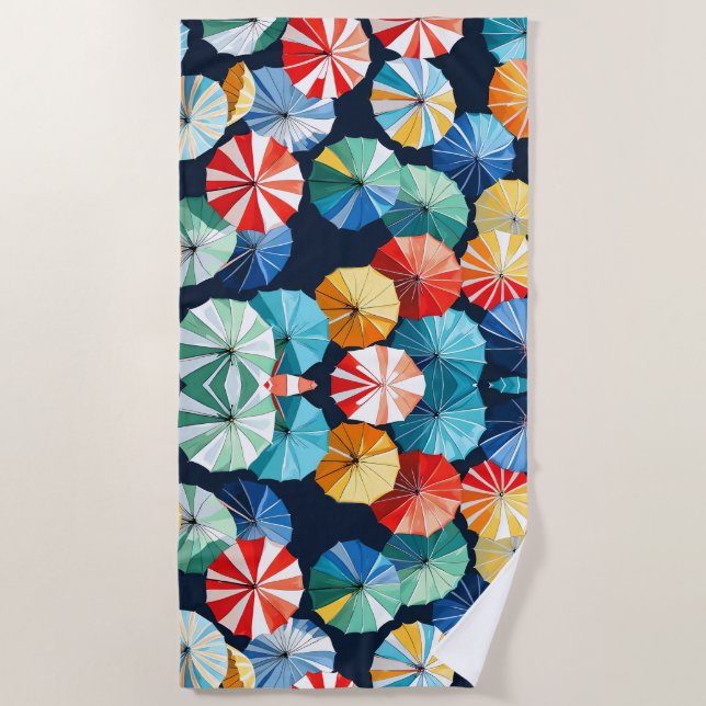 Colorful umbrellas beach towel (Front)
