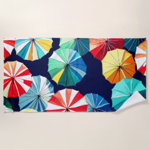Colorful Umbrellas Beach Towel