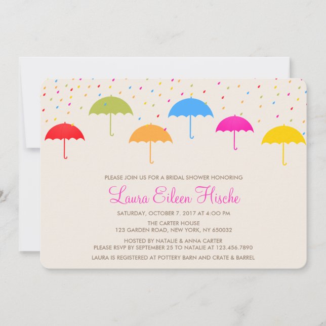 Colorful Umbrellas Bridal Shower Invitation (Front)