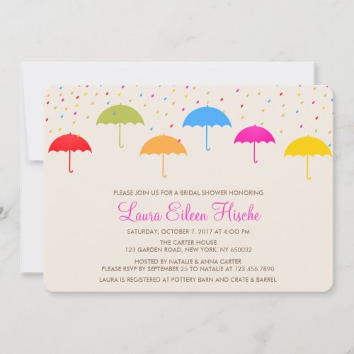 Colorful Umbrellas Bridal Shower Invitation