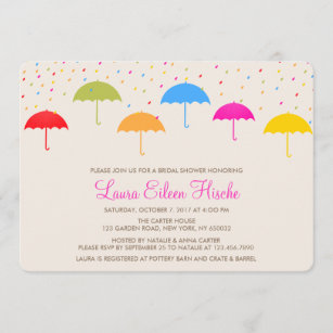 Colorful Umbrellas Bridal Shower Invitation