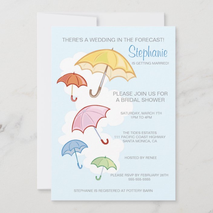 Colorful Umbrellas Bridal Shower Invitation