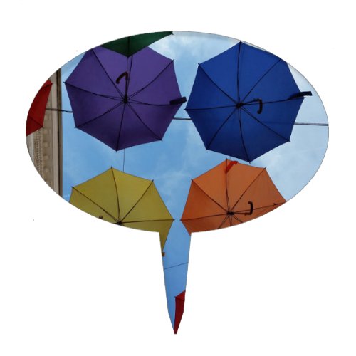 Colorful umbrellas cake topper