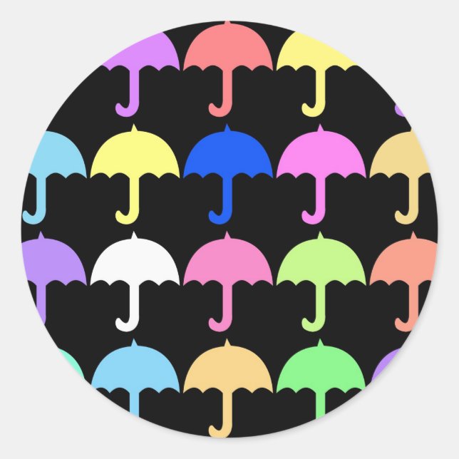 Colorful Umbrellas Classic Round Sticker (Front)