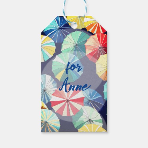 Colorful Umbrellas  Gift Tags
