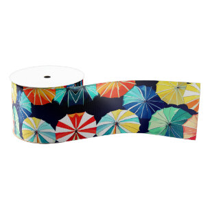 Colorful Umbrellas Grosgrain Ribbon