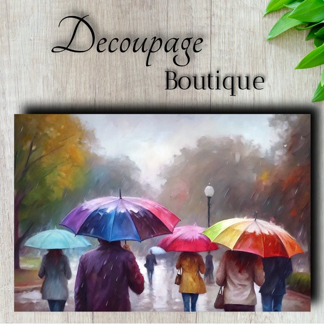 Colorful Umbrellas in Rain Decoupage Tissue Paper (Colorful Umbrellas in Rain Decoupage Tissue Paper)