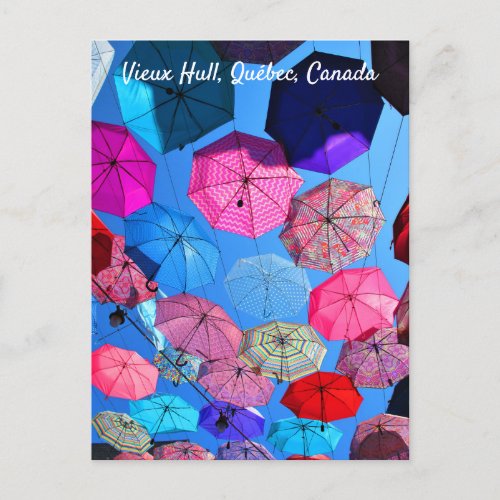 Colorful Umbrellas in Vieux Hull Qubec Postcard