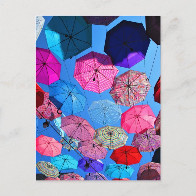 Colorful Umbrellas in Vieux Hull Québec Postcard (Front)