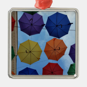 Colorful umbrellas metal ornament