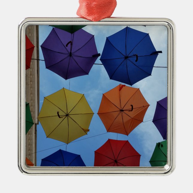 Colorful umbrellas metal ornament (Front)
