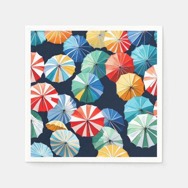 Colorful Umbrellas  Napkins (Front)