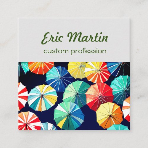 Colorful Umbrellas  Square Business Card