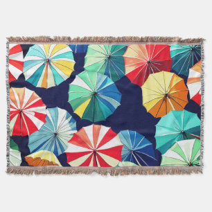 Colorful Umbrellas Throw Blanket