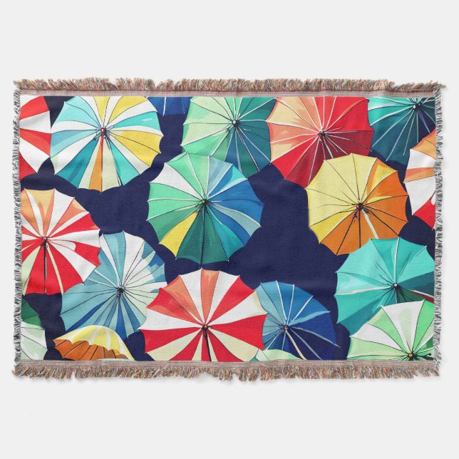 Colorful Umbrellas  Throw Blanket (Front)