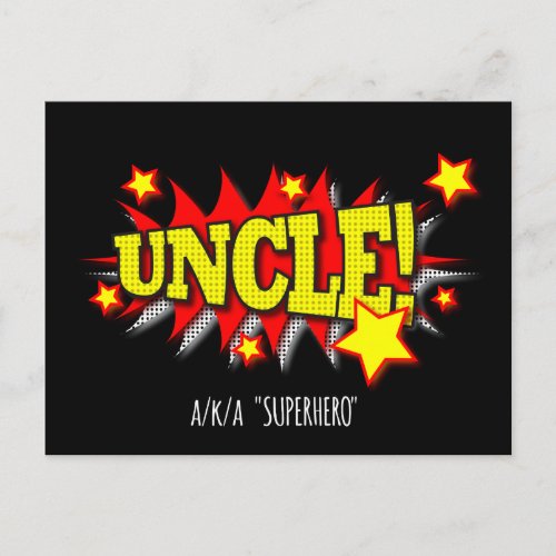 Colorful Uncle Superhero Comic_Style Burst Postcard
