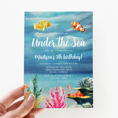 Colorful Under the Sea Birthday Invitation