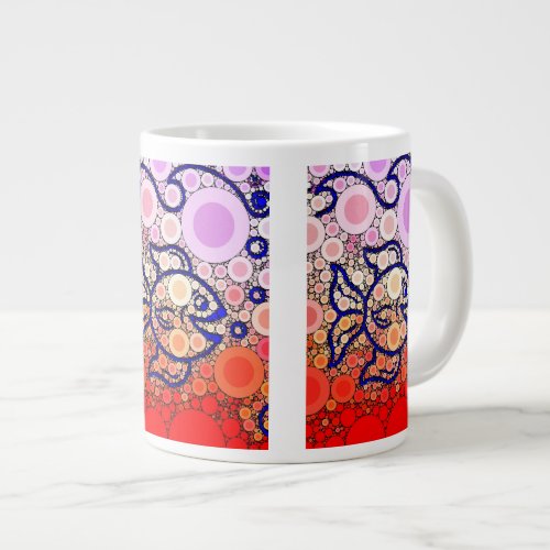 Colorful Under the Sea Bubbly Fish Swimming Mosaic Large Coffee Mug