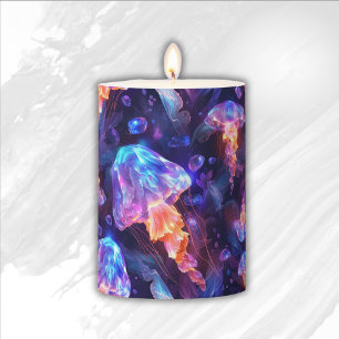 Colorful Under the Sea Jellyfish   Pillar Candle