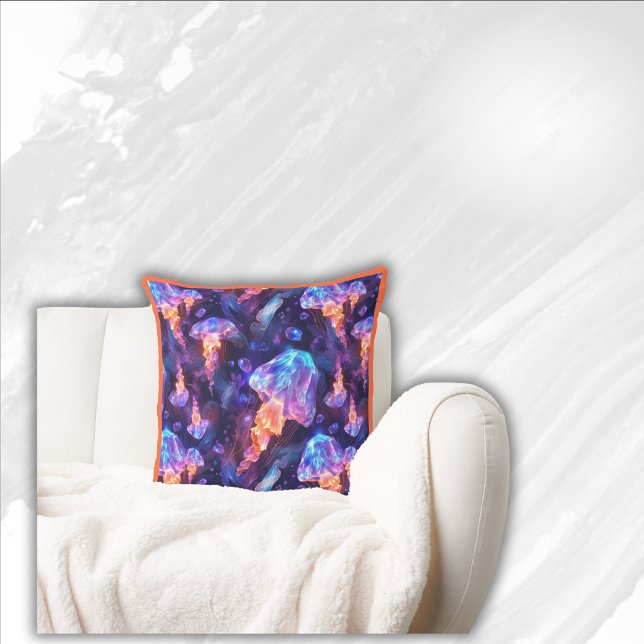 Colorful Under the Sea Jellyfish | Throw Pillow (Creator Uploaded)