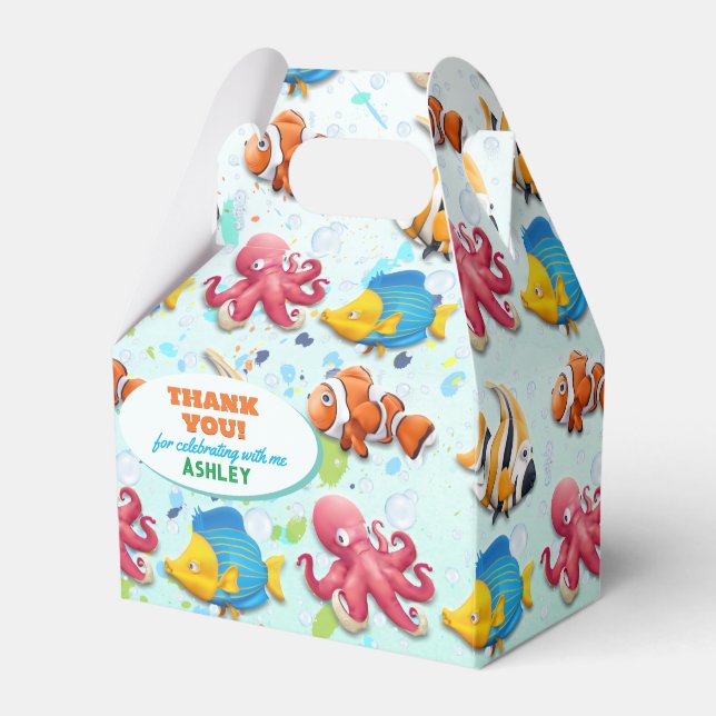 Colorful Under the Sea Kids Birthday Favor Boxes (Front Side)