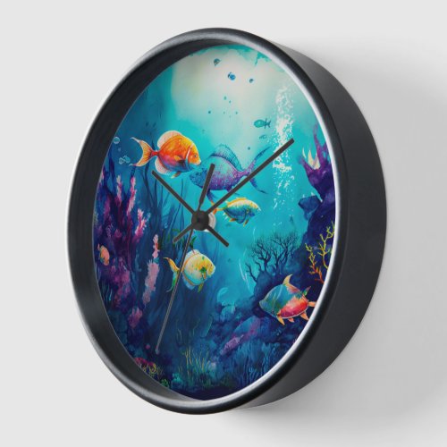 Colorful under the sea landscape clock