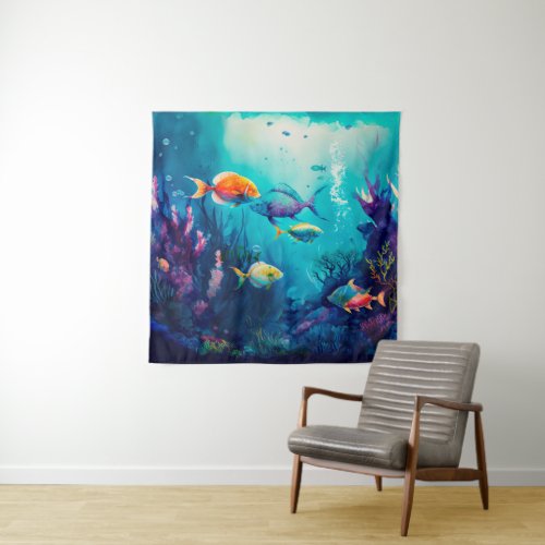 Colorful under the sea landscape tapestry
