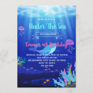 Colorful under the sea party invitation