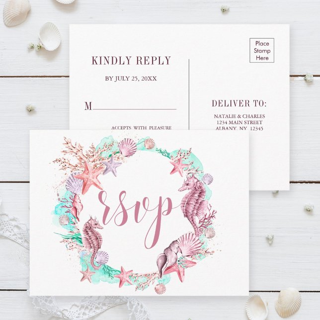 Colorful Under the Sea Summer RSVP Invitation Postcard (Creator Uploaded)