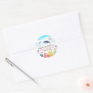Colorful Under the Sea Watercolor Baby Shower Classic Round Sticker
