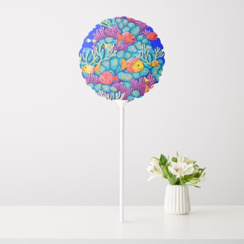 Colorful Underwater Coral Reef Seamless Pattern Balloon