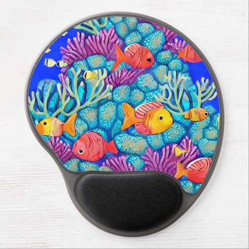 Colorful Underwater Coral Reef Seamless Pattern Gel Mouse Pad