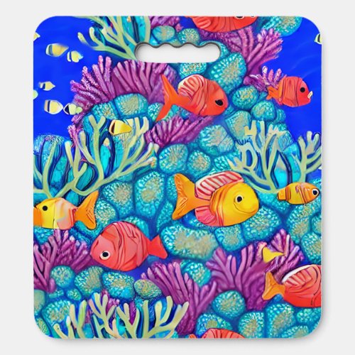 Colorful Underwater Coral Reef Seamless Pattern Seat Cushion
